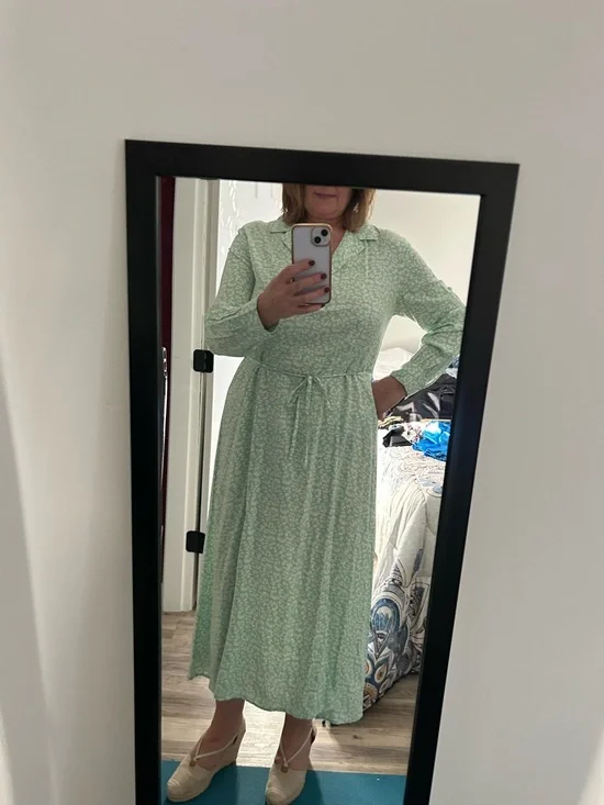 Joe Fresh Mint Green Printed Long Sleeve Midi Dress - Picture 8 of 8